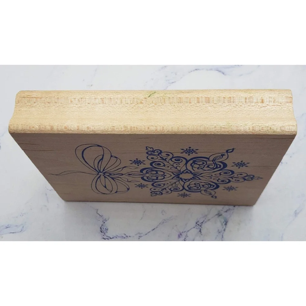 Ornamental Snowflake All Night Media Holiday Christmas Wood Mounted Rubber Stamp